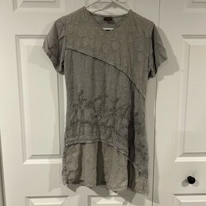 GEETA Gray Embroidered Boho Women's Dress Tunic Free Size